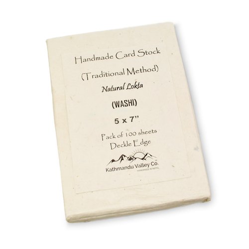 Kathmandu Valley Co. 5x7 Inch Handmade Deluxe Lokta Card Stock 100 Pack with Envelopes Bundle