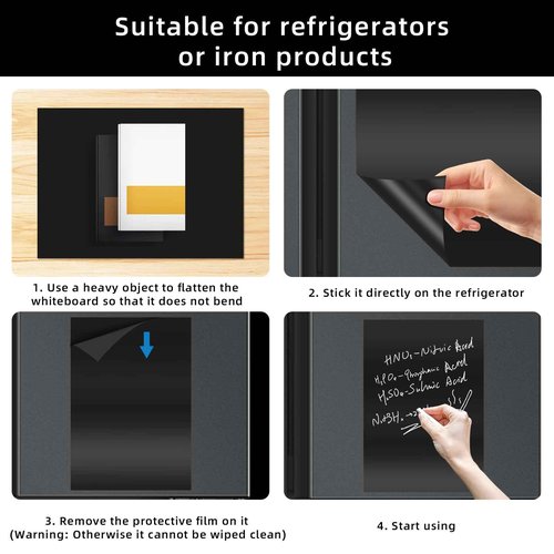 Yunihome Magnetic Black Dry Erase Board for Refrigerator, 48" x 36"Chalk Board Contact Paper Decal for School, Office, Kitchen Fridge, Kids Drawing with Dustless Chalk, Holder and Magnets