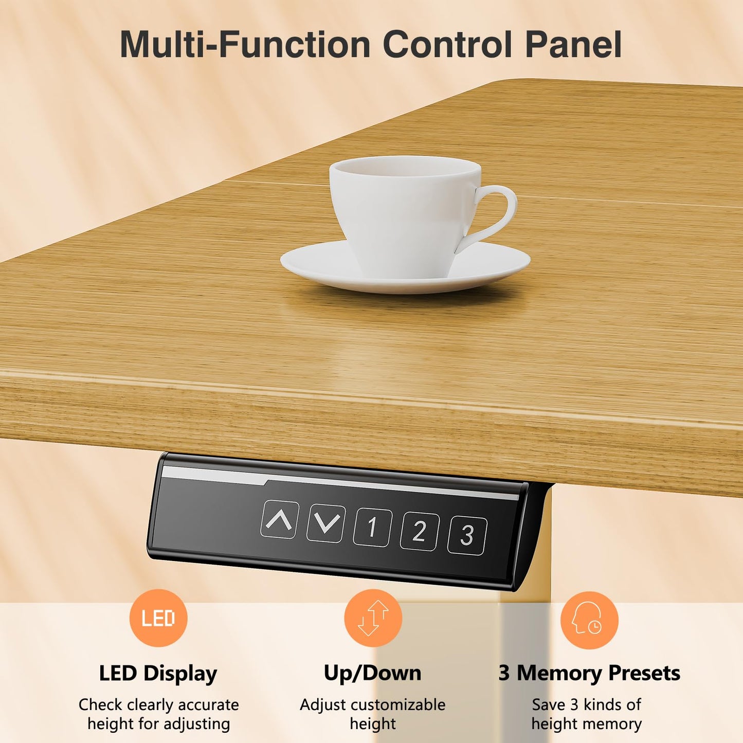 Sweetcrispy Electric Standing Desk Adjustable Height, 40x24 Inch Sit Stand Up Home Office Desks Computer Workstation PC Work Table with 3 Memory Preset Splice Wood Board Metal Frame, Oak