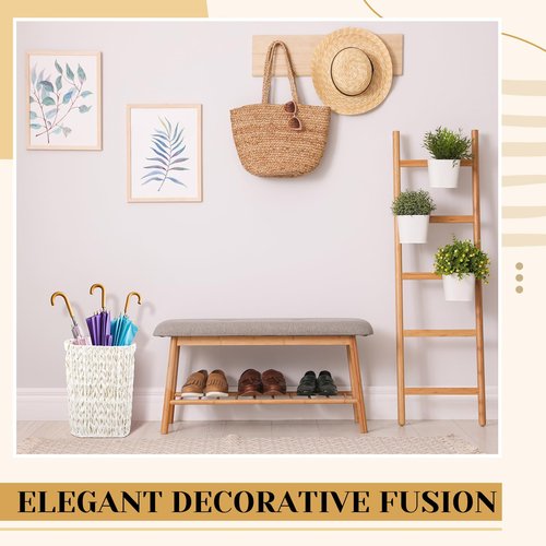 LOYIM 2 Pcs Wicker Trash Can 5 Gallon Waste Basket Bathroom Garbage Can White Narrow Waterproof Wicker Trash Basket for Bedroom Office Bathroom