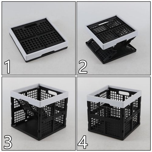 Kekow 22 L Plastic Collapsible Crate, 3 Pack Plastic Stackable Storage Crate, Cubes Organizer Baskets