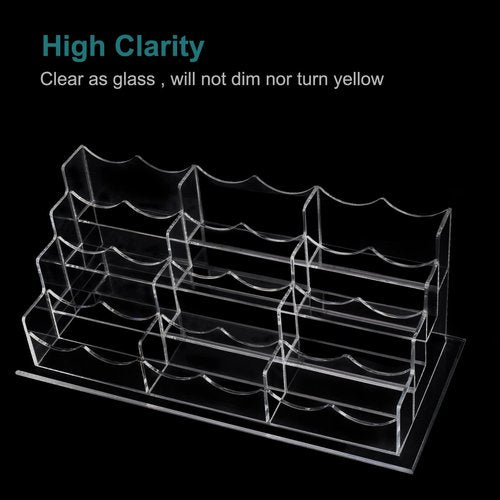 Vevitts Business Acrylic Card Holder Display for Desk, 12 Slots 4 Tiers Multiple-Clear Acrylic Business Card Stand Set, Holds Approximately 600 Cards