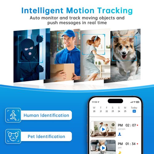 GBIUT Indoor Security Camera, 5G&2.4G WiFi Security Cameras Indoor for Home Security, Pan/Tilt Baby Monitor/Dog/Pet Camera with Phone App Motion Sensor & Night Vision. TF/CloudStorage (2Pack)