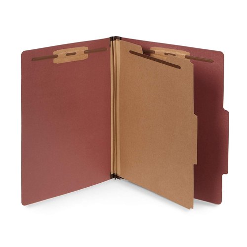 10 Letter Size Red Classification Folders - 1 Divider - 2 Inch Tyvek Expansions - Durable 2 Prongs Designed to Organize Standard Medical Files, Office Reports - Letter Size, Red Brick Color, 10 Pack