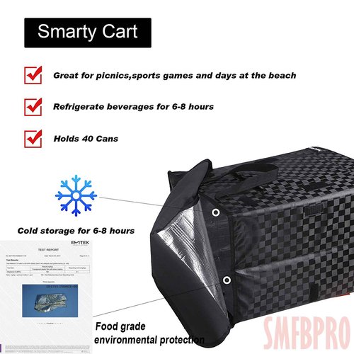 Smfbpro Folding Portable Rolling Crate Handcart, Smart Cart with Telescopic Handle, Collapsible Rolling Utility Basket for Supermarket & Teacher Shopping, Moving Grocery