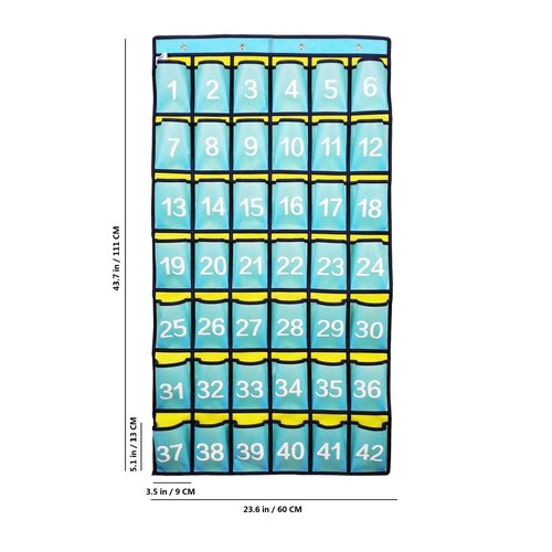 ANIZER Numbered Classroom Pocket Chart Hanging Organizer for Cell Phones Calculator Holders (42 Pockets)