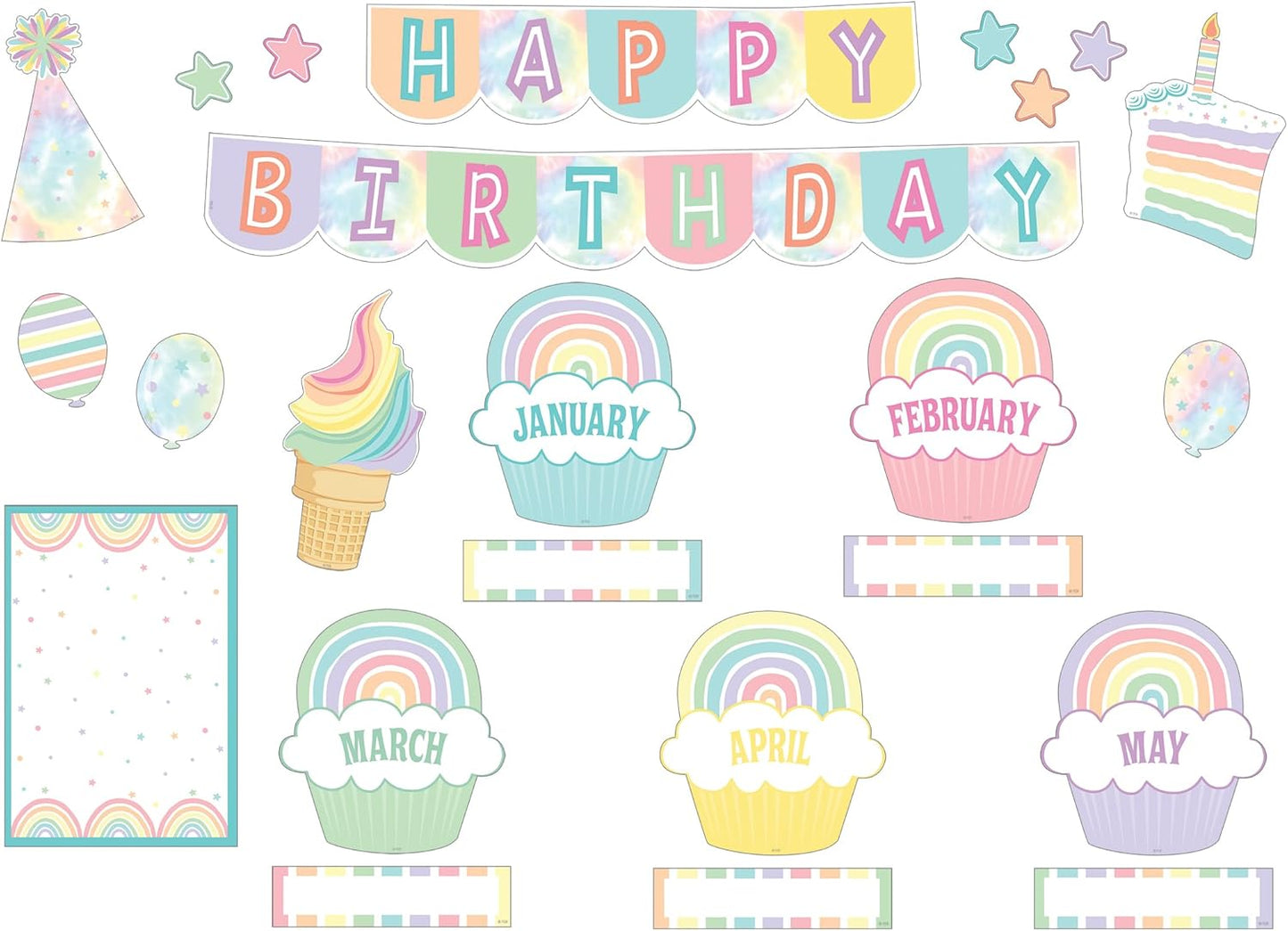 Teacher Created Resources Mini Bulletin Board - Pastel Pop Happy Birthday Theme | Perfect for Classrooms