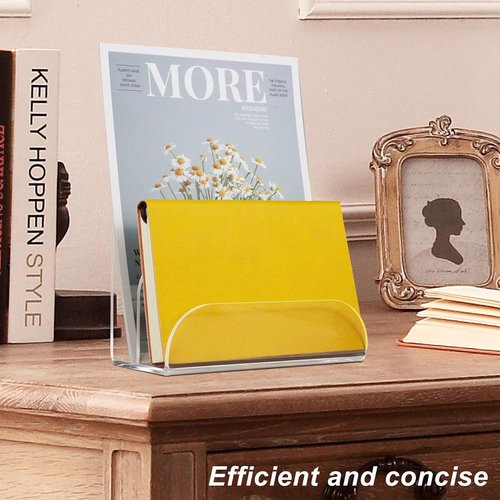 Skiennix Acrylic Mail Organizer - 2-Section Desk Organizer with File Sorter & Letter Holder