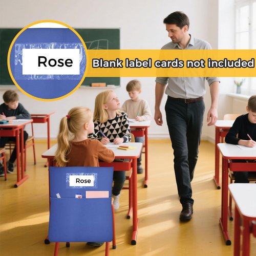 24 PCS Chair Pockets for Classrooms,19.5"x16.5" Seat Sacks for Classroom Chairs K-2,Classroom,School, and Home Seating Storage.