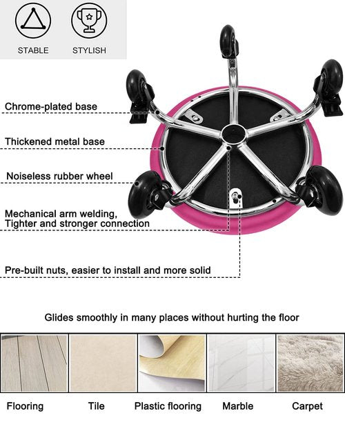 Vapaa taide Rolling Stool with Backrest 450 Lbs High Weight Capacity PU Leather Roller Seat and Heavy-Duty Crystal Universal Wheels for Men Women Boy Girl Furniture Gift, Home Office Red