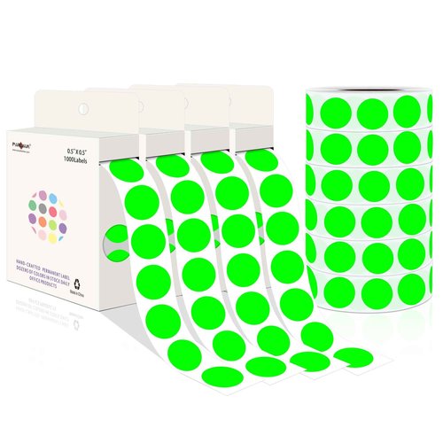PARLAIM 10000PCS 1/2 Inch Round Color-Code Dot Stickers,Circle Color Coding Label Sticker for Home Office (Fluorescent Green)