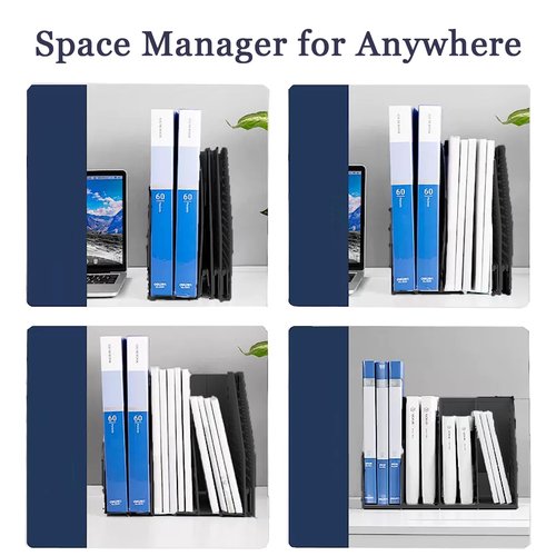 SAYEEC Collapsible Magazine File Holder with 4 Compartment Plastic Binder Folder for Desk Hollow Documents Foldable Organizer Desktop Files Cabinet Shelf Frames Divider Rack Display and Storage