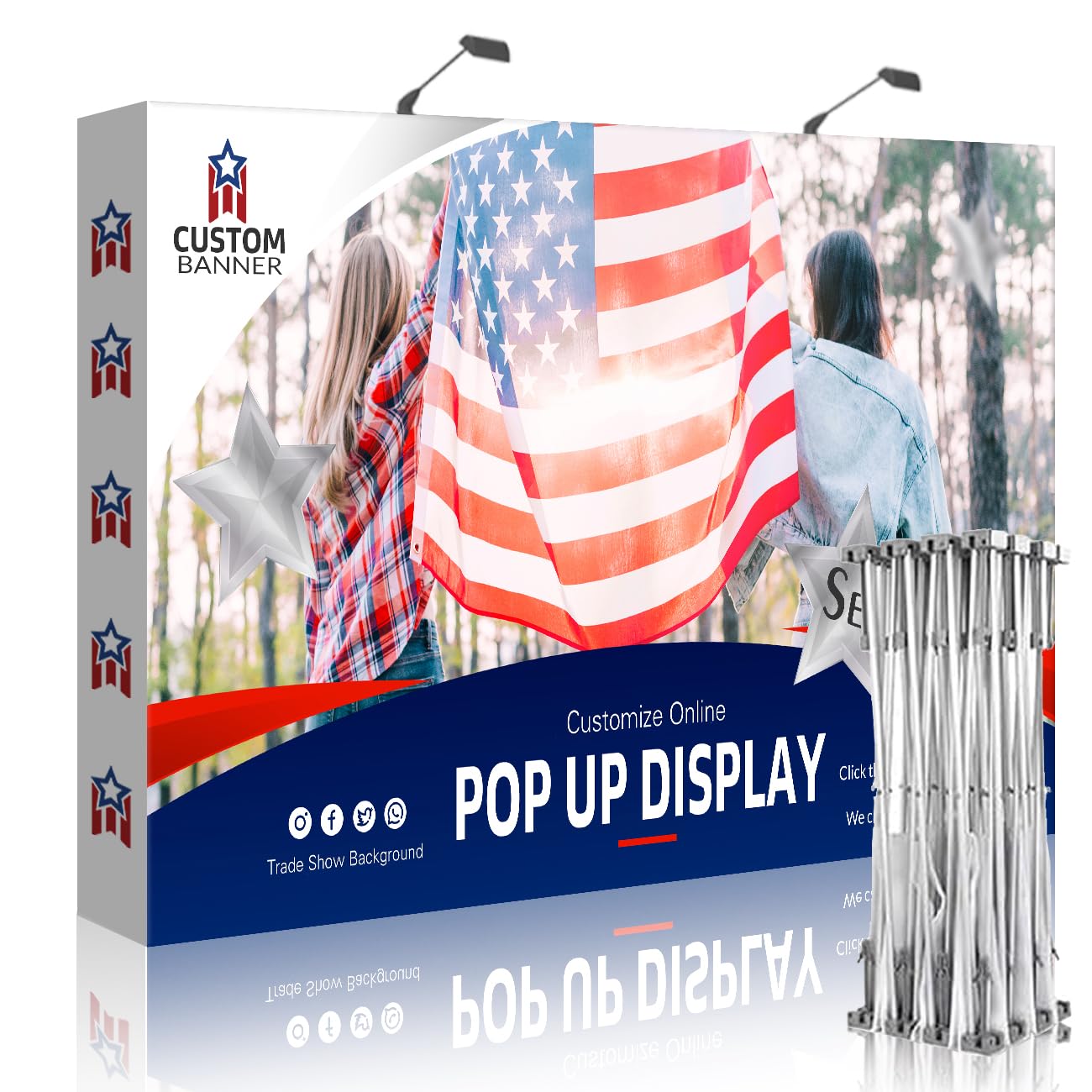 NEWSANDOR Fabric Pop Up Display Stand Custom Trade Show Backdrop