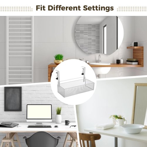 Under Desk Drawer Desk Side Storage, Adjustable Clamp On Mesh Metal Desks Organizer, Under Desks Hanging Organizer for Homes, Offices, Schools