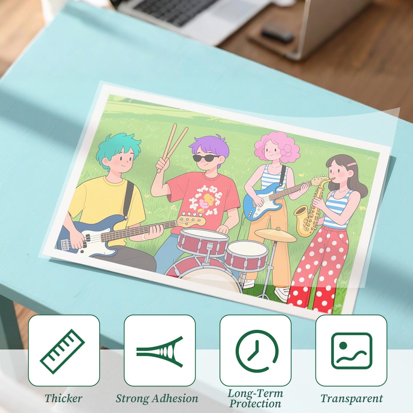 50Pcs Matte Self Adhesive Laminating Sheets for Photos, 9 x 12.2 Inches Self Sealing Laminate Sheets No Machine No Heat Laminating Sheets for Photos and Index Cards