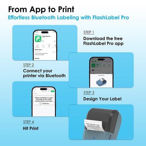 KNAON Bluetooth Label Maker Machine with Tape, Y50P Portable Thermal Sticker Maker for Home Office, Small Bussiness & School – Logo Stickers Printer – Includes 230 Labels, Black