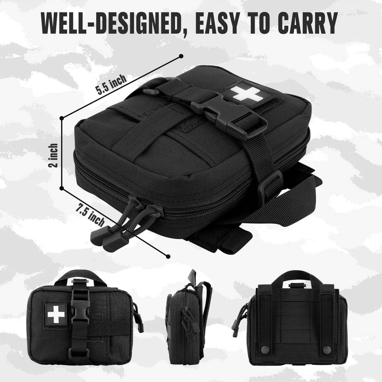ZZY Tactical EMT Pouch, Upgrade IFAK Tear-Away First Aid Kit Tactical Small Belt First Aid Pouch Molle Medical Pouches for Travel, Outdoor Hiking, Hunting