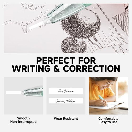 CINBOS Refillable Retractable White Correction Tape, White Smooth Pull Out Correction Tape with 2 Extra Refills, Cute Correction Tape for Office Supplies, 4 PCS (CS-25)