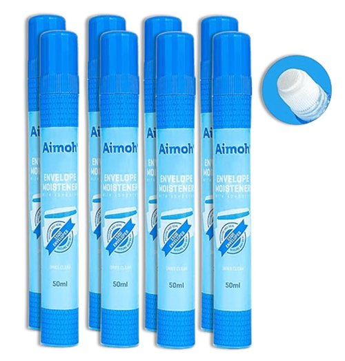 Aimoh Envelope Moistener - Fast-Drying Adhesive Sealer for Envelopes & Letters | 8 Pack (13454)