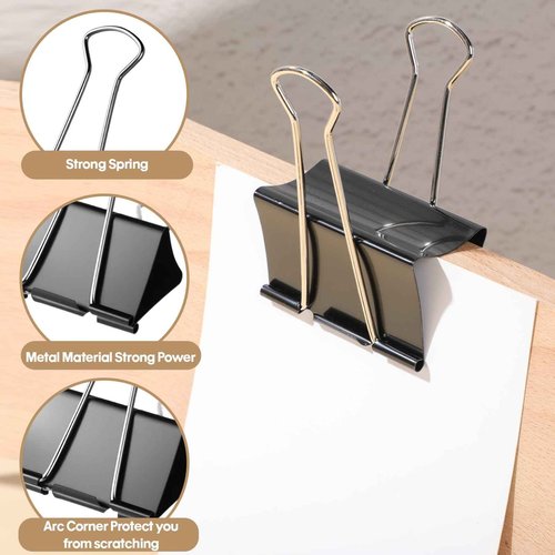 Jetec 50 Pcs 3 Inch Jumbo Binder Clips Extra Large Binder Clips Bulk Black Big Heavy Duty Metal Giant Large Paper Clamps for Office and Home Supplies Organization Kitchen Food Bags Drawing