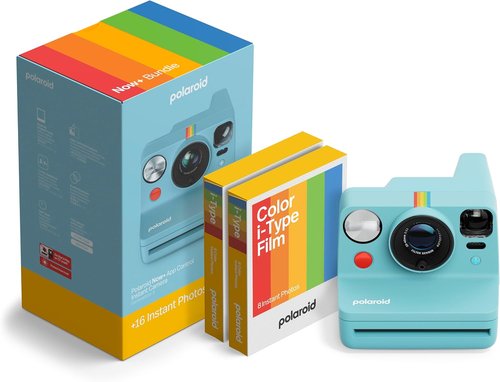 Polaroid Now+ Instant Camera Bundle - Bluetooth App Controlled Arctic Blue + 16 Color Photos Included