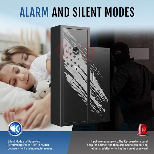 KAER 8-10 Gun Safe, Large Gun Safe for Rifles and Pistols, Quick Access Home Gun Rifle Safe and Storage Gun Locker Cabinet with 4 Pistol Pouches and Removable Shelf for Shotgun, Firearm, Ammo