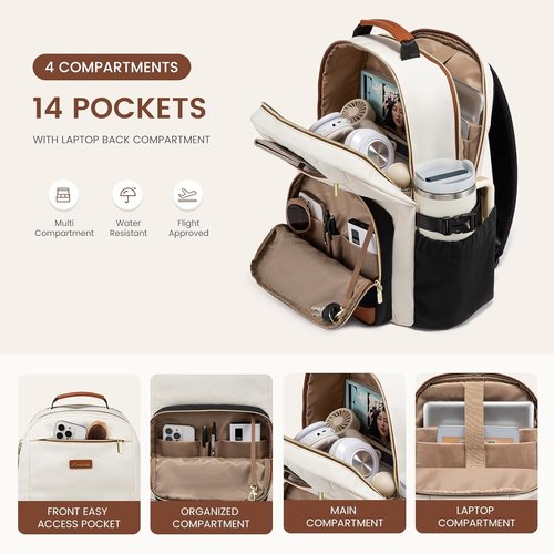 LOVEVOOK Laptop Backpack - Waterproof 15.6 Inch Bag with Pouch Pocket for Women | Violet