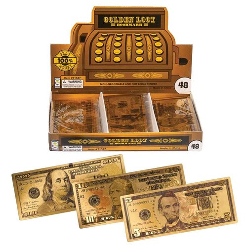 Raymond Geddes Golden Loot Bookmarks (Pack of 48) - Pretend Play Money