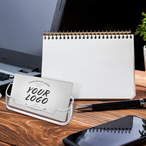 Yookeer 24 Pack Business Card Holder Acrylic Desk Display Clear Display Holder for Business Card Paper Holder Stand for Office Desktop Paper Brochure Supplies