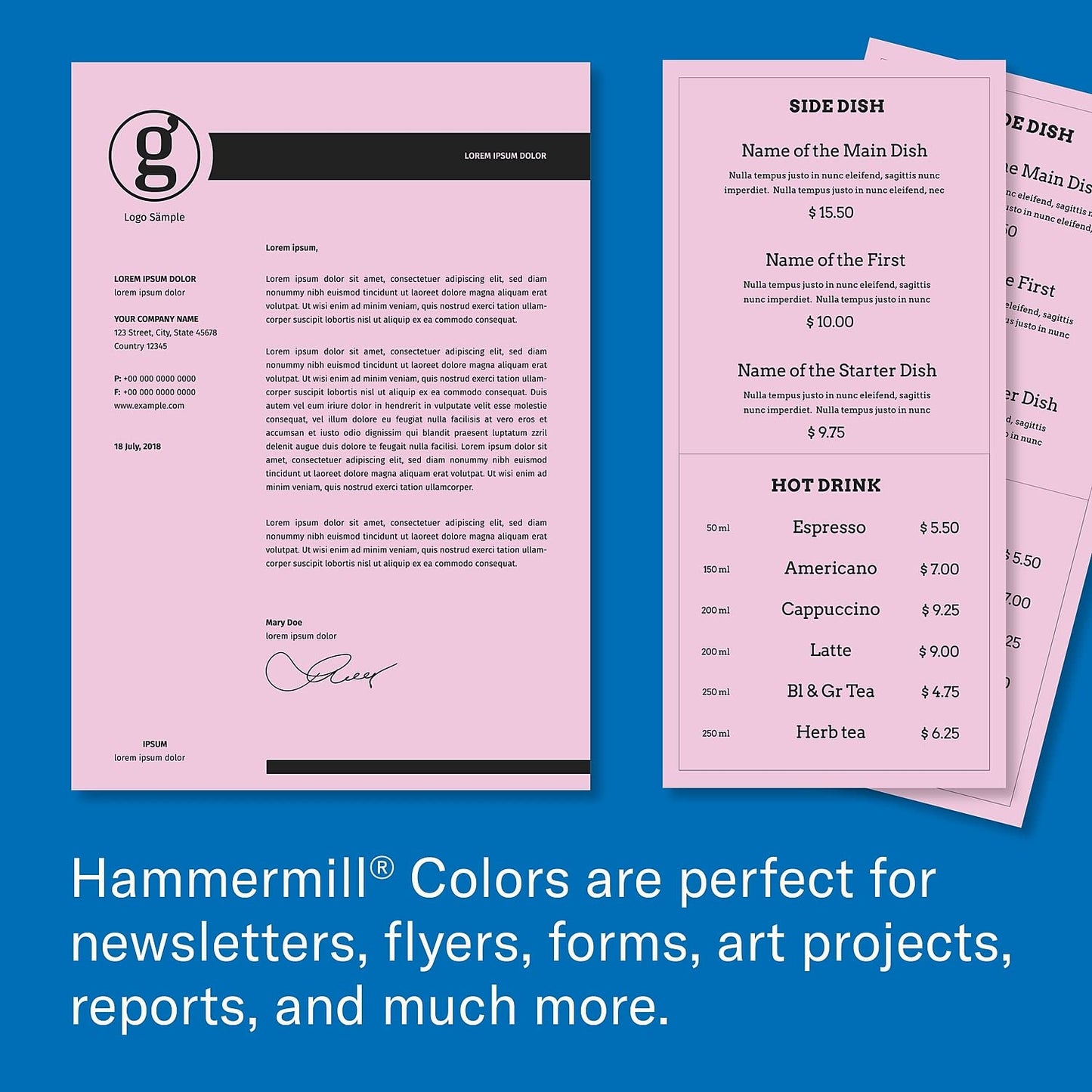 Hammermill 102269 Recycled Colored Paper, 20lb, 8 1/2 x 11, Lilac, 500 Sheets/Ream