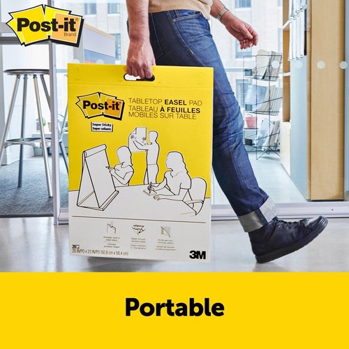 Post-it Super Sticky Easel Pad - 20 x 23 Inches, 20 Sheets, Portable White Flip Chart Paper for Teachers & Students