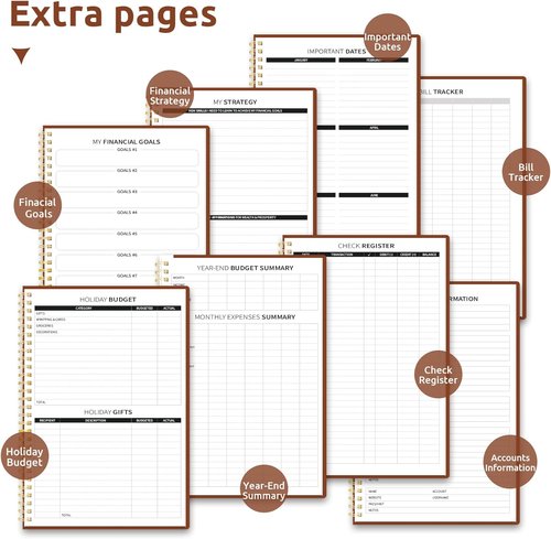 Budget Planner | Monthly Expense Tracker Notebook - Undated Bill Organizer & Finance Planner in Rust Brown