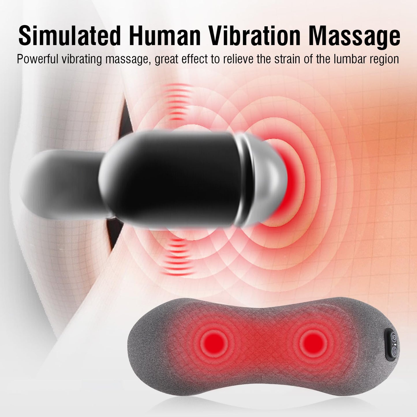 USUIE 3-in-1 Rechargeable Electric Lumbar Support Pillow with Heat & Massage & Traction, Ergonomic Lower Back Massager for Pain Relief Deep Tissue, Ideal for Car/Bed/Sleeping/Office Chair/Travel