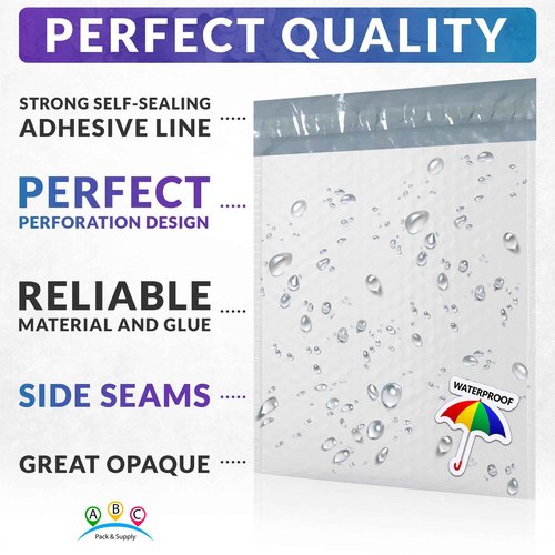 ABC PACK & SUPPLY Poly Bubble Mailers, 8.5 x 11 Inch. Pack of 25 White Padded Envelopes Self Seal. Tear-Proof Gift Bubble Envelopes. Waterproof Packaging for Small Business. Cushioning Book Mailers