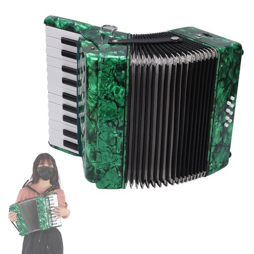 Acordeones Para Adultos, Acordeón Professional 22 Keys 8 Bass Accordion Instrument With Adjustable Straps And Sweet Sound Portable Educational Musical Instrument For Music Lover(Green)