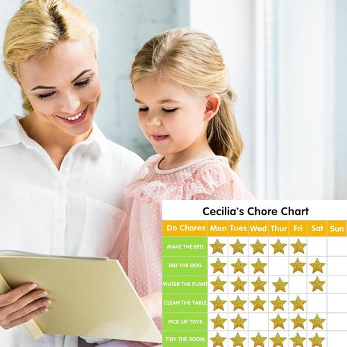 Gold Foil Star Stickers by [Brand Name] - 500 Pcs Holographic 1-Inch Sparkly Stars for Rewards & Crafts