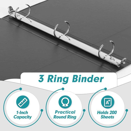 3 Ring Binder 1 Inch, PANDRI 12 Pack 1-Inch Binder Fits Letter Size 8.5'' x 11'' Paper, Versatile Binders for Office Home School, 2 Pockets, Black