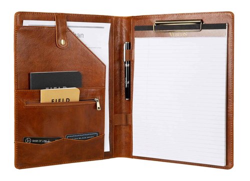 Genuine Leather Portfolio for Men, Leather Clipboard Custom Portfolio, Personalized Leather Binder, Legal Pad Portfolio Organizer Christmas Gift for His/Her (Clipboard, Shiny Brown-Standard)