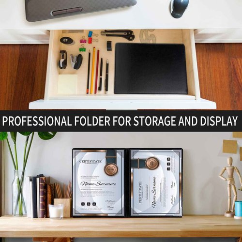 5 Pack Diploma Cover 8.5 x 11 Certificate Holders for Letter Size Award Padded Cover - Black Leather