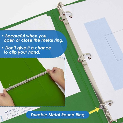 BAZIC Products 3 Ring Binder 1" Economy View Binders Organizer - Green, Round Ring, Hold 175 Sheets Paper, for School Office Home, 12-Count