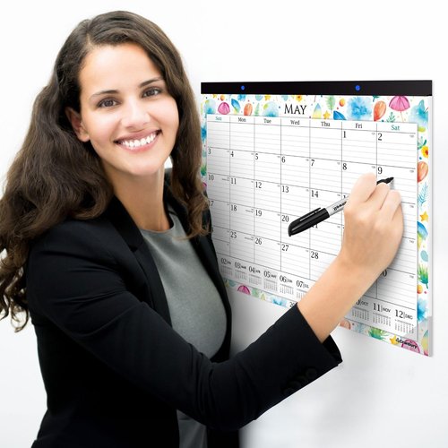 CRANBURY Large 22x17 Desk Calendar 2025-2026, Use Now to Dec 2026 as Big Deskpad Calendar or Extra Large Hanging Wall Planner, Colorful Seasonal Designs, Includes Stickers