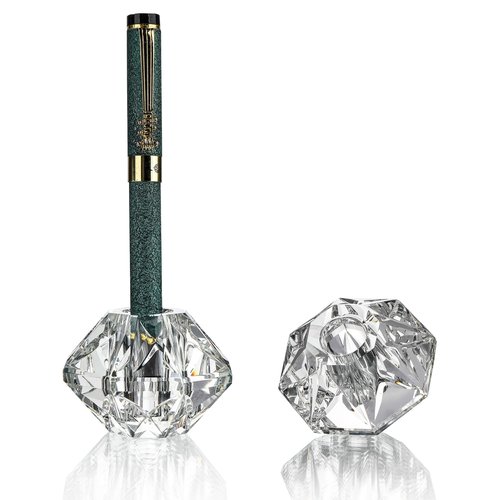 QFkris 2-Packs Crystal Fountain Pen Stand Glass Feather Pen Holder Crystal Pen & Pencil Holder Base for Office Desk Desktop Decoration Toothbrush Stand Gift for Students Teachers(2.2inch)