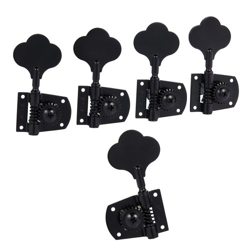 Cloverleaf 5 String Bass Guitar Tuners Bass Tuning Machine Heads 5 String Bass Tuning Keys Pegs for American Standard/Highway One Series JB Jazz Bass/PB Precision Bass Black 4R1L