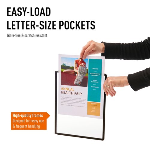 Durable Motion Reference System with 10 Double-Sided Panels in Letter-Size 8.5" x 11" Inches - Black SHERPA Design - Desk Reference Organizer