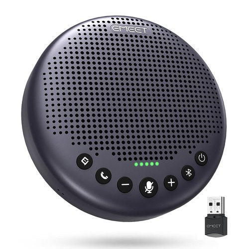 EMEET Conference Speaker and Microphone w/8 Mics, 360° Voice Pickup, Noise Reduction, Bluetooth/USB/Dongle Speakerphone for 10 People w/Daisy Chain for 18, Compatible w/Leading Platforms, 2025 Version