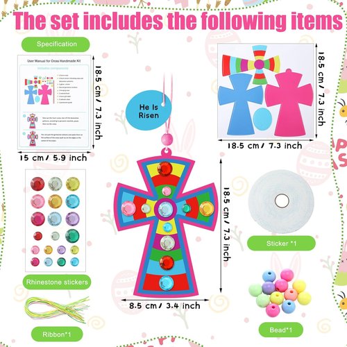 Epakh 36 Sets DIY Religious Cross Craft Kits - Create Christian Ornaments for Church & Sunday School Decor