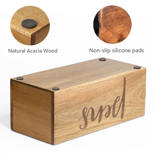 LBEMEY Acacia Wood Pen Holder, Desktop Pen Organizer,3 Compartment Pen and Pencil Holder, Desktop Organizer for Store Marker, Office Supplies, Makeup Brush, TV Remotes (Large)