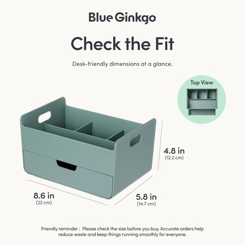 Blue Ginkgo Portable Desk Organizer - Compact 3-Compartment Storage for Office & Crafts | Green