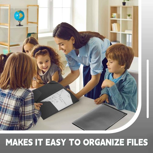 Henoyso 36 Pcs Plastic Folders with Clear Front Pockets Heavy Duty File Folders with 2 Pockets and Card Slot for Student Communication School Office Presentation Report (Black)