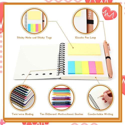 Fullhawl 24 Sets 2025 Nurse Appreciation Gift Bulk Thank You Gift for Medical Nursing Assistant Spiral Notebook with Sticky Note Inspirational Ballpoint Pen for RN Staff Coworker Doctor Student Grad